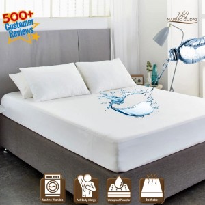 Waterproof Mattress Cover King Sized Mattress Protector Anti Slip Double Bed Fitted Bed Sheet | Narmo Gudaz | White